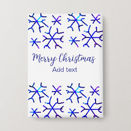 青い金属光沢の雪の結晶クリスマスパターンf 缶バッジ