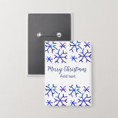 青い金属光沢の雪の結晶クリスマスパターンf 缶バッジ (正面/裏面)