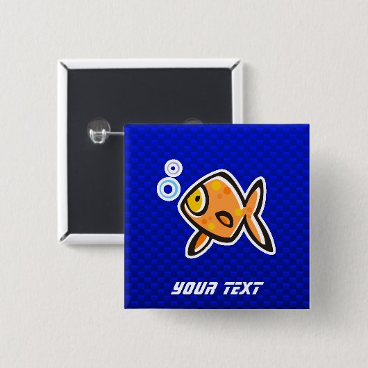 青い金魚 缶バッジ (正面&裏面)