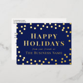 青い金 コンフェッティ ビジネス ハッピー ホリデー (正面/裏面)