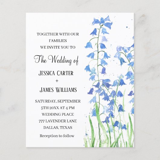 青い鈴蘭の花の水彩画 春のウェディング (正面)