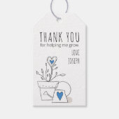 青い鉢植救済え植物を育ててくれてありがとう ギフトタグ (正面)