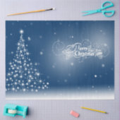 青い銀のクリ白熱［赤熱］光を放つスきらめくスマスツリー 薄葉紙 (クラフト)