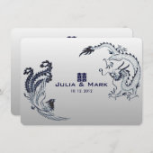 ©青い銀のドラゴン-フェニックスの中国の結婚式 招待状 (正面/裏面)