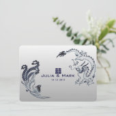 ©青い銀のドラゴン-フェニックスの中国の結婚式 招待状 (スタンド正面)