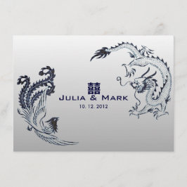 ©青い銀のドラゴン-フェニックスの中国の結婚式 招待状