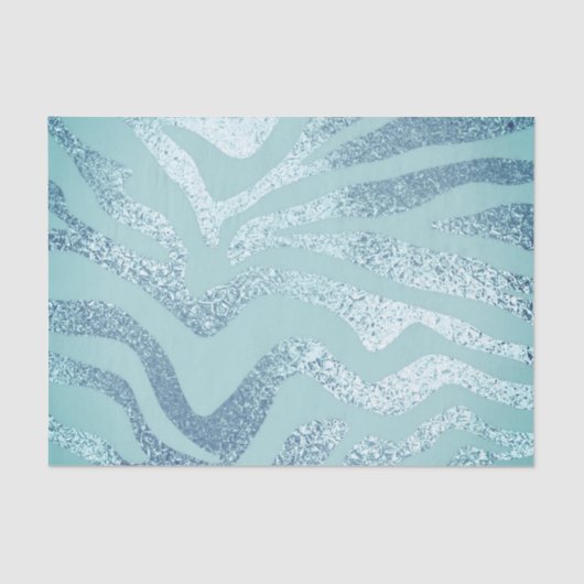 青い銀のメタリックなルックのゼブラストライプの動物 薄葉紙 (正面)