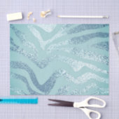 青い銀のメタリックなルックのゼブラストライプの動物 薄葉紙 (クラフト)