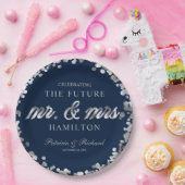 青い銀の未来　ミスター＆ミセス婚約パーティー ペーパープレート (パーティー)