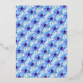 青い銀の花冠の水彩画のエンゲージメント、 箔招待状 (裏面)