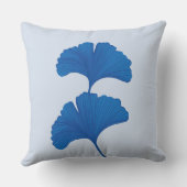 青い銀杏の葉のカスタマイズ可能な背景色 クッション (裏面)