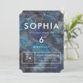 青い銀河のスペースバースデーパーティー 招待状 (スタンド正面)