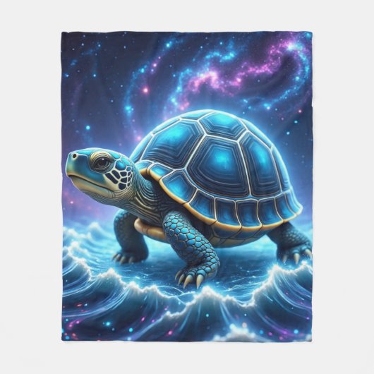 青い銀河ウミガメ フリースブランケット (正面)
