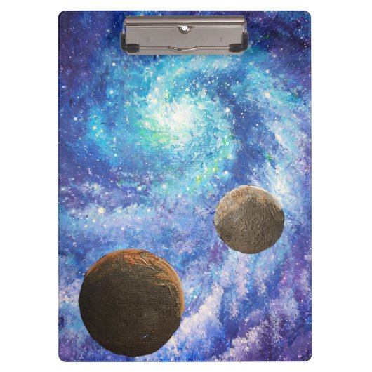 青い銀河系と惑星 クリップボード (正面)