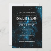 青い銀河系の卒業パーティーの招待 招待状 (正面)