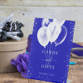 青い銀王室の色の白い気球カードのギフト 台座サイン