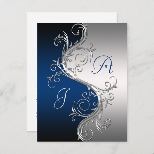 青い銀華美色の渦巻きが日付を保存 案内ポストカード (正面/裏面)