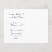 青い銀華美色の渦巻きが日付を保存 案内ポストカード (裏面)