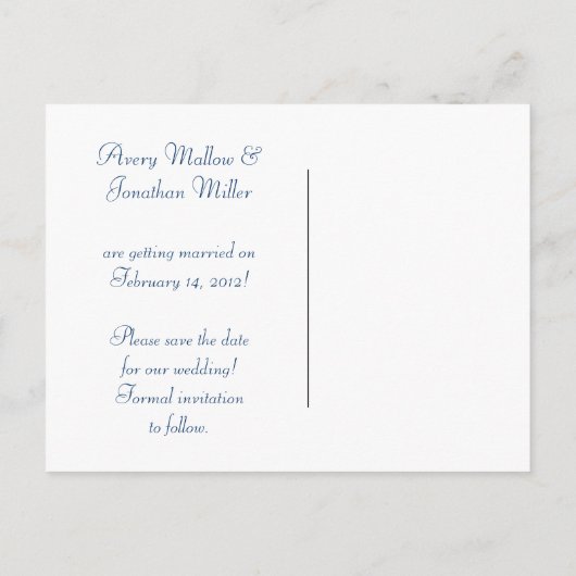 青い銀華美色の渦巻きが日付を保存 案内ポストカード (裏面)