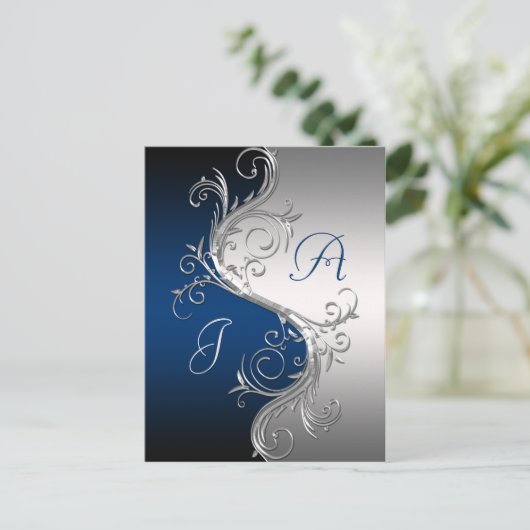 青い銀華美色の渦巻きが日付を保存 案内ポストカード (スタンド正面)