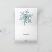 青い銀製の水晶雪片のサンキューカード サンキューカード (内部)