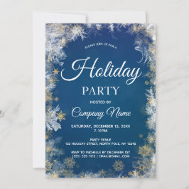 青い銀製の雪片の企業のな休日のパーティ 招待状