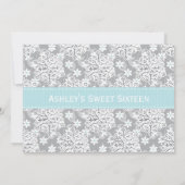青い銀製の雪片のSweet sixteenの招待状 招待状 (裏面)