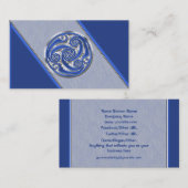 青い銀製のTriskel 名刺 (正面/裏面)