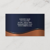 青い銅金属波の背景 名刺 (裏面)