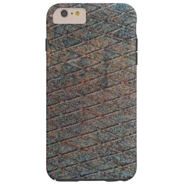 青い錆びたダイヤモンドの形状のメタルパターン Case-Mate iPhoneケース (裏面)