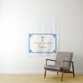 青い鍵のギリシャ風 洗礼 タペストリー テーブルランナー (インサイチュ)