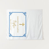 青い鍵のギリシャ風 洗礼 誕生披露宴 テーブルランナー タペストリー (正面(横))