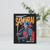 青い鎧を纏った影の侍、スケルトンウォリアー ポストカード (スタンド正面)