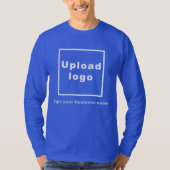 青い長袖の会社名とロ王室のゴ Tシャツ (正面)