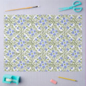 青い開花ディツィフローラルパターン 薄葉紙 (クラフト)