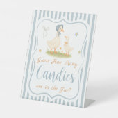 青い間抜けガチョウの赤ちゃんシャワーはいくつかを推測 台座サイン (正面)