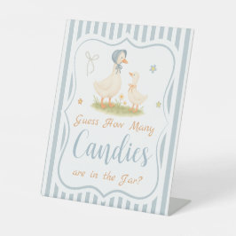 青い間抜けガチョウの赤ちゃんシャワーはいくつかを推測 台座サイン