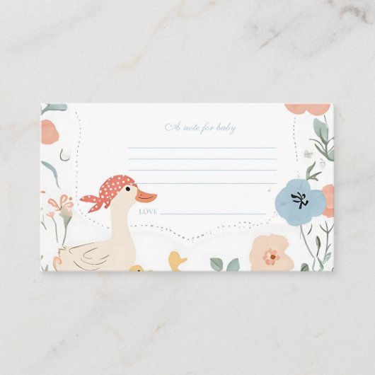 青い間抜けガチョウベビーの表示ベビー エンクロージャーカード (正面)