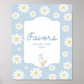 青い間抜けガチョウ赤ちゃんシャワーの好意のサイン ポスター (正面)