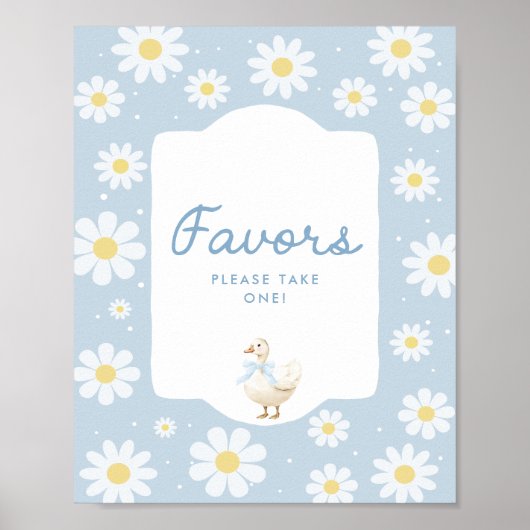 青い間抜けガチョウ赤ちゃんシャワーの好意のサイン ポスター (正面)