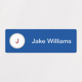 青い防水名ラベル(イニシャル) ラベル (デザイン2)