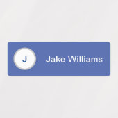 青い防水名ラベル(イニシャル) ラベル (デザイン1)