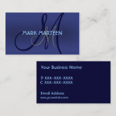 青い陰のシンプルなモノグラムのカスタムな名刺 名刺 (正面/裏面)