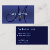 青い陰のシンプルなモノグラムのカスタムな名刺 名刺 (正面/裏面)