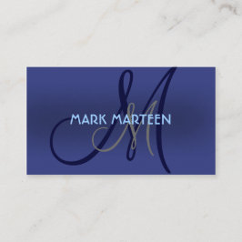 青い陰のシンプルなモノグラムのカスタムな名刺 名刺
