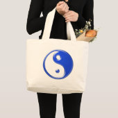 青い陰陽 ラージトートバッグ (正面(商品))