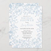 青い陳腐なフローラブライダルシャワー招待状 招待状 (正面/裏面)