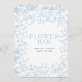 青い陳腐なフローラブライダルシャワー招待状 招待状 (正面/裏面)