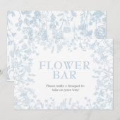 青い陳腐なフローラブライダルシャワー招待状 招待状 (正面/裏面)