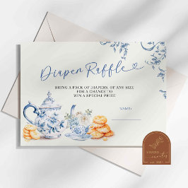 青い陳腐な赤ちゃんシャワーおむつラッフルカード エンクロージャーカード